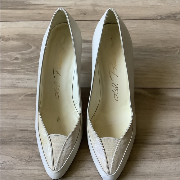 del prado Shoes - Vintage Cream leather and snakeskin 2.75” heels